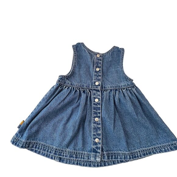 Vintage Gymboree Rainbow‎ Tag 90s Denim Dress Embroidered Flowers 12 - 18 months - Picture 2 of 6